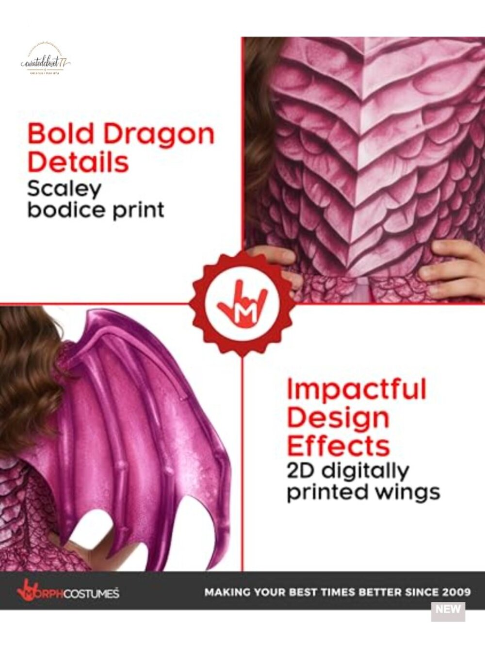 Girls Dragon Costume Kids Dress Wings Headband Halloween - Picture 2 of 6